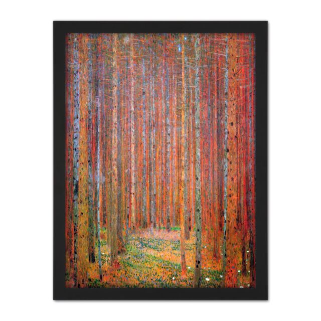 "Artery8 Wall Art Print Klimt Tannenwald I Fir Forest Large Framed Wall Décor Art in Black - Size: W18"" x H24""" - image 1