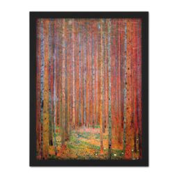 "Artery8 Wall Art Print Klimt Tannenwald I Fir Forest Large Framed Wall Décor Art in Black - Size: W18"" x H24""" - thumbnail 1