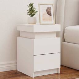 Berkfield Home Beautiful Bedside Cabinets with LED Lights 2 pcs White 35x39x55 cm - Size: 35 x 39 x 55 cm - thumbnail 2