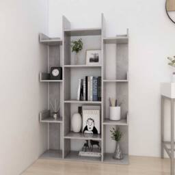 Berkfield Home Book Cabinet Concrete Grey 86x25.5x140 cm Engineered Wood - thumbnail 3