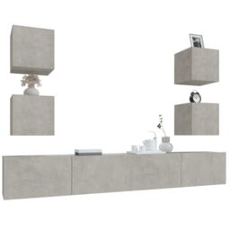 Berkfield Home 6 Piece TV Cabinet Set Concrete Grey Engineered Wood - thumbnail 4
