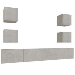 Berkfield Home 6 Piece TV Cabinet Set Concrete Grey Engineered Wood - thumbnail 2