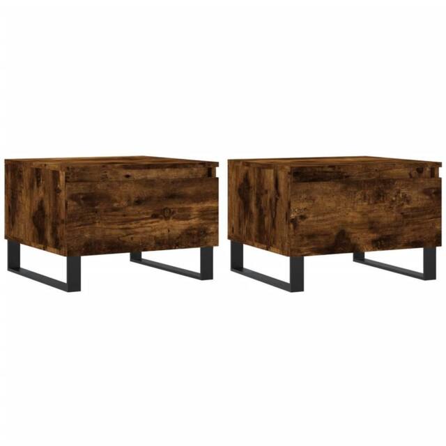 Berkfield Home Coffee Tables 2 pcs Smoked Oak 50x46x35 cm Engineered Wood in Brown - Size: 50 x 46 x 35 cm - image 1