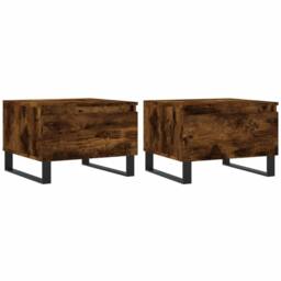 Berkfield Home Coffee Tables 2 pcs Smoked Oak 50x46x35 cm Engineered Wood in Brown - Size: 50 x 46 x 35 cm - thumbnail 1