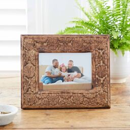 "Paper High 7"" x 5"" Asali Natural Floral Pattern Mango Wood Frame" - thumbnail 1