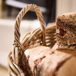 Dibor Traditional Round Large Grey Rattan Log Basket with Handles H40 x L57 x W40cm in Natural - thumbnail 5