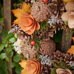 Dibor Forest Festive Decor Autumn-Winter Wreath Front Door Christmas Wreath 34cm in Orange - thumbnail 3