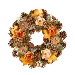 Dibor Forest Festive Decor Autumn-Winter Wreath Front Door Christmas Wreath 34cm in Orange - thumbnail 2