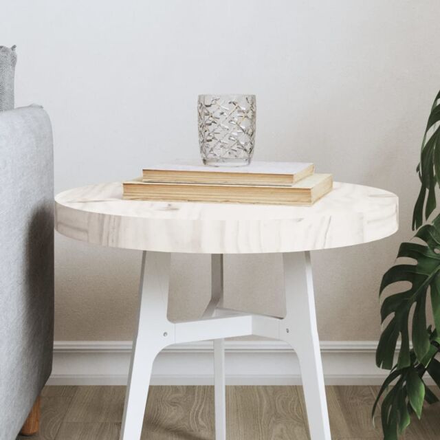 Berkfield Home Table Top Round White Ø40x3 cm Solid Wood Pine - Size: 40x3 cm - image 1