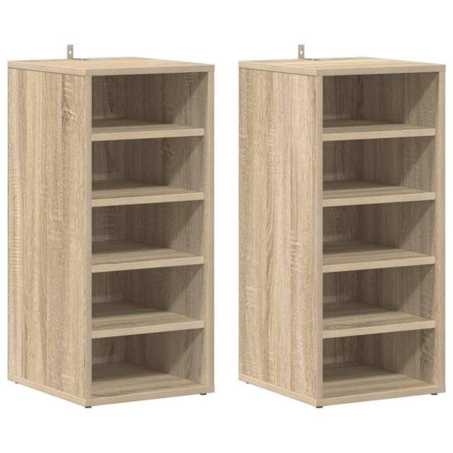 Berkfield Home Shoe Cabinets 2 pcs Sonoma Oak 31.5x35x70 cm Engineered Wood in Brown - image 1