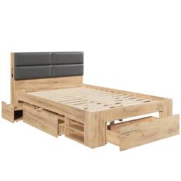 Matteo Natural Effect 3ft Single Bed Frame with Storage, Padded Headboard - thumbnail 9