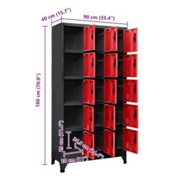 Berkfield Home Locker Cabinet Anthracite & Red 90x40x180 cm Steel - Size: 90 x 40 x 180 cm - thumbnail 8