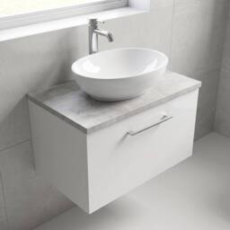 Balterley Level 600mm Wall Hung 1 Drawer Unit & Laminate Worktop Gloss White - thumbnail 3