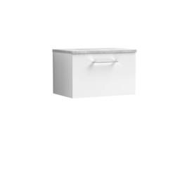 Balterley Level 600mm Wall Hung 1 Drawer Unit & Laminate Worktop Gloss White