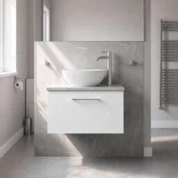 Balterley Level 600mm Wall Hung 1 Drawer Unit & Laminate Worktop Gloss White - thumbnail 6