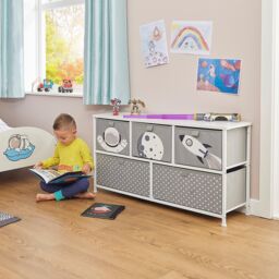 Liberty House Toys Spaceman 5 Drawer Storage Chest in Grey - thumbnail 2