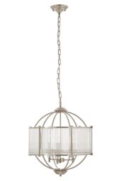 Orsina Modern Round Pendant Lamp, Crystal Glass Shade Hanging Light With Silver Finish, Globe Ceiling Fixture - thumbnail 5