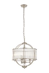 Orsina Modern Round Pendant Lamp, Crystal Glass Shade Hanging Light With Silver Finish, Globe Ceiling Fixture - thumbnail 4