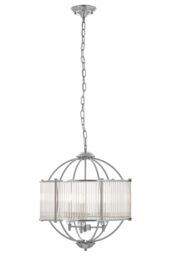Orsina Modern Round Pendant Lamp, Crystal Glass Shade Hanging Light With Silver Finish, Globe Ceiling Fixture - thumbnail 1