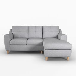 Furnishings For Less UK Baxter Fabric L Shaped 3 Seater Corner Sofa With Chaise Right Hand Facing - Charcoal, Silver, Oatmeal or Sage in Silver - thumbnail 4
