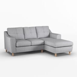 Furnishings For Less UK Baxter Fabric L Shaped 3 Seater Corner Sofa With Chaise Right Hand Facing - Charcoal, Silver, Oatmeal or Sage in Silver - thumbnail 1