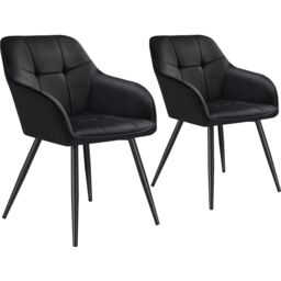 tectake Dining Chair Marilyn Set Of 6 - Black/Black in Black - Size: 6 Pack
