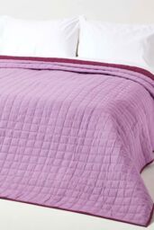 Homescapes Cotton Quilted Reversible Bedspread in Purple - Size: Single - thumbnail 4
