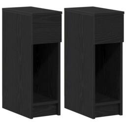 Berkfield Home Durable Bedside Cabinets with Drawer 2 pcs Black Oak 20x36x60 cm - Size: 20 x 36 x 60 cm - thumbnail 3