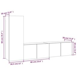 Berkfield Home 3 Piece TV Cabinet Set Smoked Oak Engineered Wood in Brown - thumbnail 6