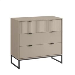Melody Maison 3 Drawer Chest Of Drawers & Pair Of Bedside Tables - Hesley Taupe Stone Range - thumbnail 1