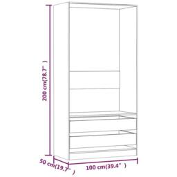 Berkfield Home Wardrobe Grey Sonoma 100x50x200 cm Engineered Wood - Size: 100 x 50 x 200 cm - thumbnail 6