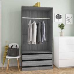 Berkfield Home Wardrobe Grey Sonoma 100x50x200 cm Engineered Wood - Size: 100 x 50 x 200 cm - thumbnail 2