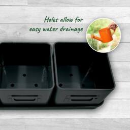 Green Thumbz Set of 3 Herb Planter Indoor with Leather Handled Tray in Black - thumbnail 5