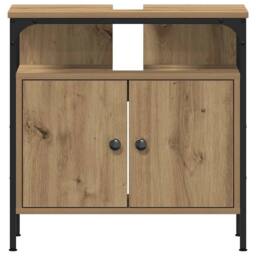 Berkfield Home Decorative Bathroom Sink Cabinet Artisan Oak 60x30x60 cm Engineer in Brown - Size: 60 x 30 x 60 cm - thumbnail 6