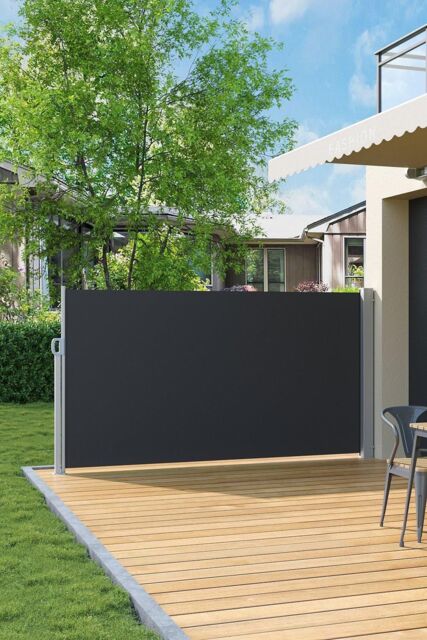 Garden Sanctuary 3mW x 1.6mH Retractable Outdoor Privacy Side Awning in Grey - image 1