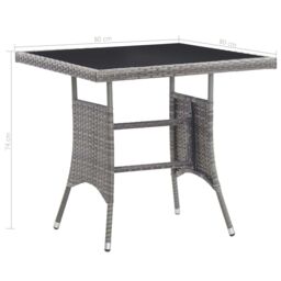 Berkfield Home Garden Table Grey 80x80x74 cm Poly Rattan - Size: 80 x 80 x 74 cm - thumbnail 6