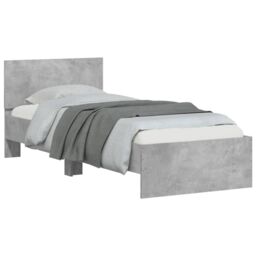 Berkfield Home Bed Frame without Mattress with LED Lights Concrete Grey 90x190 cm Single - thumbnail 6
