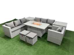 Fimous 9 Seat Rattan Lounge Sofa Set Outdoor Garden Furniture Set in Light Grey - thumbnail 1