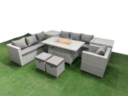 Fimous 9 Seat Rattan Lounge Sofa Set Outdoor Garden Furniture Set in Light Grey - thumbnail 2