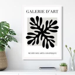 ARTZE Matisse Floral Cutout Black & Grey Framed Print SIZE: A2 with White Frame - Size: A4 - thumbnail 2