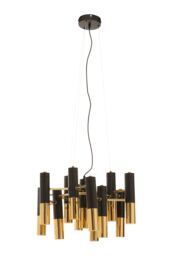 Orsina Modern Gold Finish & Black Pendant Light, 13 Bulb Luxe Ceiling Fixture, Minimalist Metal Hanging Light - thumbnail 3