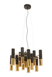 Orsina Modern Gold Finish & Black Pendant Light, 13 Bulb Luxe Ceiling Fixture, Minimalist Metal Hanging Light - thumbnail 2