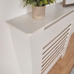 OHS Wood Effect Radiator Cover Sideboard Shelf in White - Size: Small - thumbnail 4
