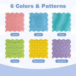 CASART 6 PCS Tactile Sensory Mats for Kids Adults Interlocking Puzzle in Pink - thumbnail 4