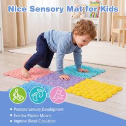 CASART 6 PCS Tactile Sensory Mats for Kids Adults Interlocking Puzzle in Pink - thumbnail 5