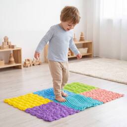 CASART 6 PCS Tactile Sensory Mats for Kids Adults Interlocking Puzzle in Pink - thumbnail 3