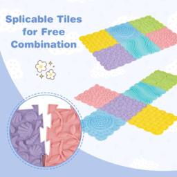 CASART 6 PCS Tactile Sensory Mats for Kids Adults Interlocking Puzzle in Pink - thumbnail 8