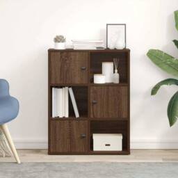 Berkfield Home Durable Bookcase Brown Oak 60x24x76.5 cm Engineered Wood - thumbnail 1