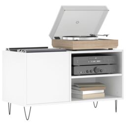 Berkfield Home Record Cabinet White 85x38x48 cm Engineered Wood - Size: 85 x 38 x 48 cm - thumbnail 3