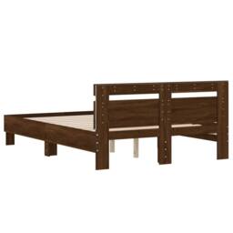Berkfield Home Bed Frame with LED without Mattress Brown Oak 135x190 cm Double - thumbnail 9